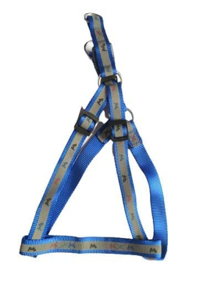 KittuPet Nylon 3/4" Adjustable Leash with Harness Set Reflected Dog Printed Nylon Puppy Harness Set for Medium & Large 0.75 Inch 22 MM Blue - Image 2